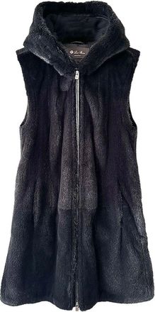 Loro Piana Grey Mink Fur & Baby Cashmere Hooded Gilet Size S