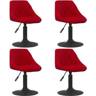 vidaXL Vidaxl - Sillas De Comedor Giratorias 4 Unidades Terciopelo Rojo Tinto