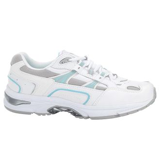 Vionic 23Walk Leather Textile Womens Lace Up Trainers - White Blue - Size:UK 7