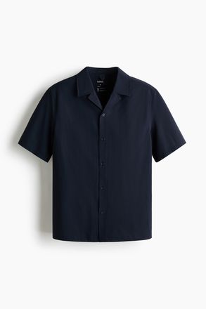 H&M Hemd mit Vierwegestretch in Regular Fit - Marineblau