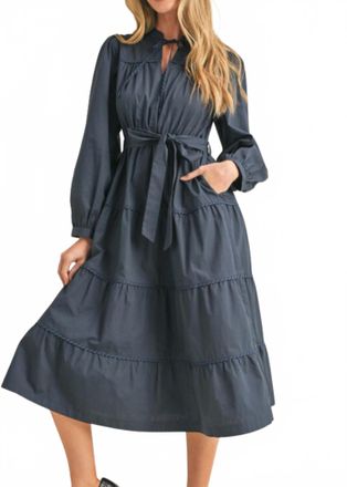 Merci Celine Midi Dress In Navy