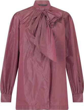 Alberta Ferretti Elegant mauve shirt with refined bow - Dames - Blouses - Roze - S - Polyester - Overhemden