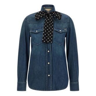 Valentino Garavani VLogo Signature Denim Shirt - Dames - Spijkeroverhemden - Blauw - S - Denim - Overhemden