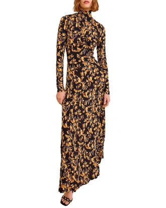 Ulla Johnson Koa Jersey Ruched Front Turtleneck Dress