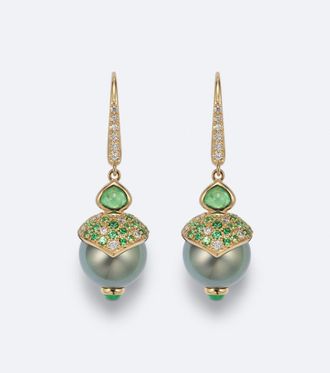 Marina B Servera 18kt gold drop earrings with gemstones