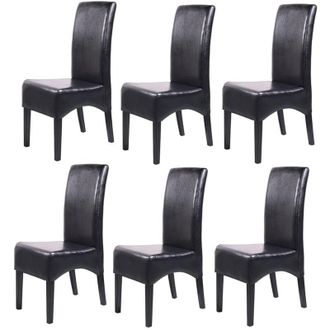 Hhg Hhg - Nunca Usado] Lote De 6 Sillas De Comedor Silla De Cocina Silla Latina, Cuero, Negro, Patas Oscuras