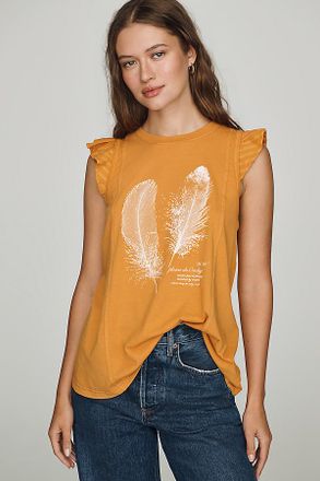 Pilcro Cotton Flutter-Sleeve Tee