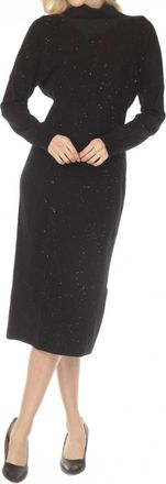 Joseph Ribkoff Sequined Turtleneck Midi Sweater Dress In Black