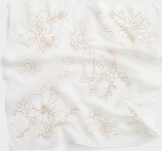 Simons Womens 100% cotton floral embroidery scarf