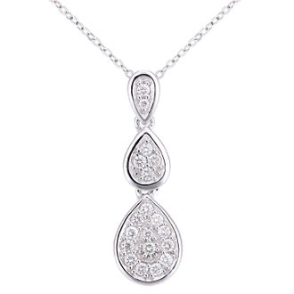 Diamant L'éternel 18kt witgouden diamanten druppelvormige design hangerketting met een lengte van 46 cm