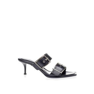 Alexander McQueen Alexander McQueen Zwarte Leren Stiletto Hakken Sandalen