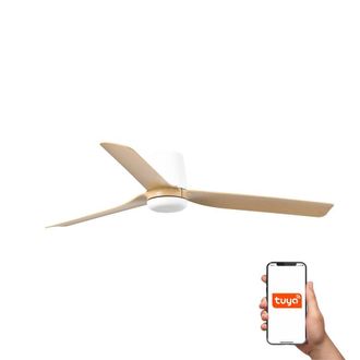 Netlighting Punt Tub 130cm Smart Ceiling Fan White Light Wood Blades