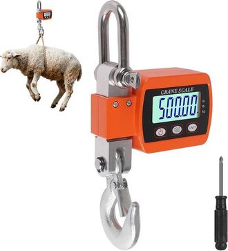 No Brand Balanza Digital - Balanza Electr&oacute;nica Colgante - Pesaje De Objetos Pesados - Aleaci&oacute;n De Aluminio De Alta Precisi&oacute;n - Capacidad De 500 Kg - Naranja