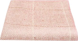 King & Priory Pink Herringbone Windowpane Check Tweed Pocket Square, Handkerchief