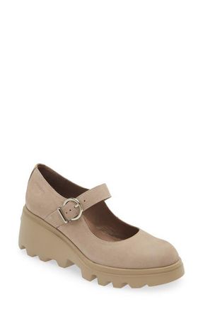 Wonders Wedge Mary Jane in Taupe Nubuck at Nordstrom, Size 9.5-10Us
