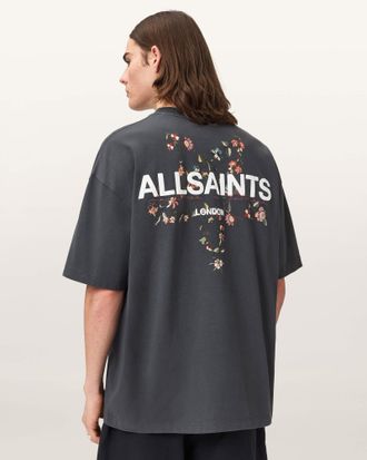 AllSaints Cotton Pentacle Oversized Short Sleeve Graphic T-Shirt, Size: XXL