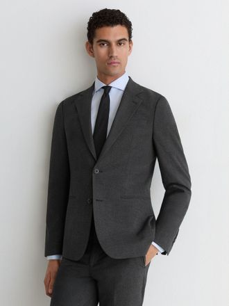 Reiss Charcoal Grey Graduate Single-breasted Tailored-fit Suit Blazer, 44
