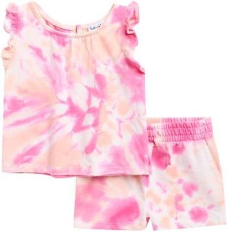 Splendid Hibiscus Tie-Dye Shirt & Shorts Set in Hibiscus Tie Dye at Nordstrom, Size 18-24M