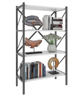 ebuy24 Ebuy24 - Vcm Madera Metal Almacenamiento Estante Estante Decoraci&oacute;n Libros Estante Estante Insasi 4 (blanco)