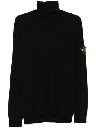 Stone Island T-Neck Patch Logo Turtleneck Sweater