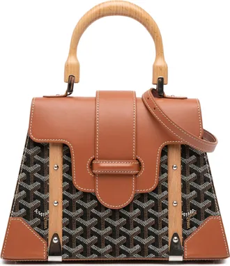 Goyard Pre-owned Womens Structured Top Handle Handbag - Brown Textile - One Size