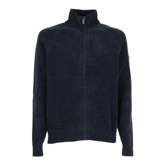 Roberto Ricci Design Cardigans, male, Blue, Size: 2XL Maglia Velluto con Zip