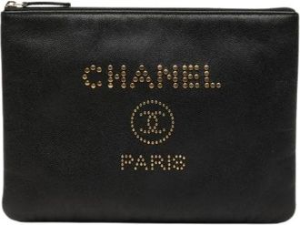 Chanel Pre-owned Clutches, female, Black, Size: ONE SIZE Pre-owned Caviar Clutch Bag