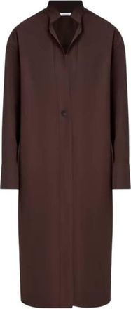 Ferragamo Dark Brown Minimalist Long Overcoat, Brand Size 44 ( US Size 10 )