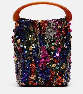 Dries Van Noten Crisp Small sequined satin top-handle bag