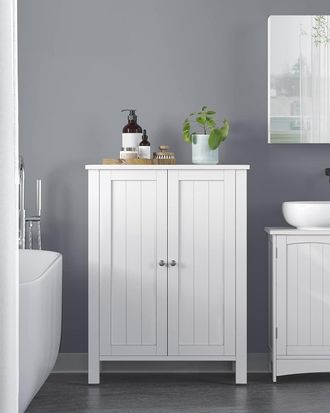 Vasagle Freestanding Bathroom Cabinet with 2 Adjustable Shelves in White