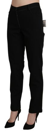 Bencivenga Black High Waist Straight Casual Trouser Womens Pant