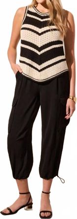 Tribal Open Knit Sweater Tank In Black