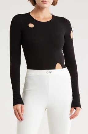 Off-white Meteor Rib Long Sleeve Bodysuit in Black at Nordstrom Rack, Size 4 Us / 38 It