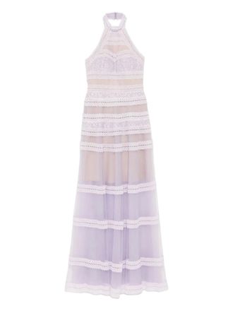 Saiid Kobeisy high-neck lace maxi dress - Purple