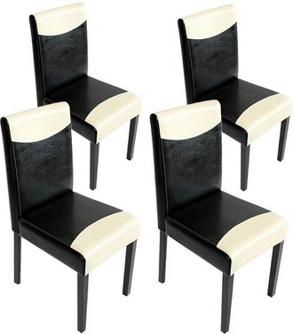 Hhg Hhg - Nunca Usado] Juego De 4 Sillas De Comedor Silla De Cocina Littau, Polipiel, Blanco Y Negro, Patas Oscuras