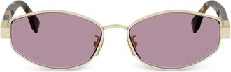 Fendi Baguette Zonnebril - Dames - Zonnebrillen - Geel - 56 MM - Accessoires