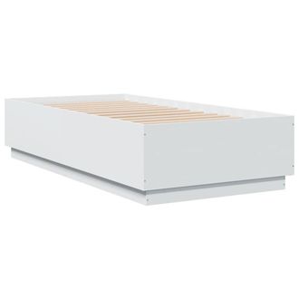 Berkfield Home Durable Bed Frame with LED without Mattress White 75x190 cm Small | Size: Small Single