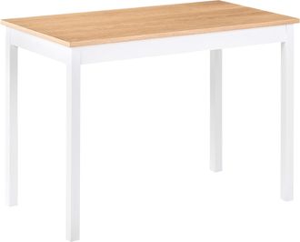 Beliani Mesa De Comedor Y Cocina De Madera Roble Claro Natural Patas Blancas Estilo R&uacute;stico 110 X 60 X 75 Cm Georgia