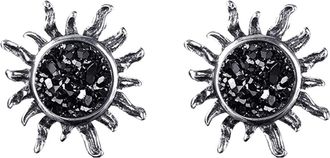 Generic Gothic Jewelry Punk Stud Earrings For Men Women Stunning Sun Black Rock Ear Piercing Pave Hoop (Black, One Size)