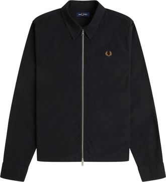 Fred Perry Seersucker Zip Through Overshirt - Heren - Zomerjassen - Zwart - XL - Katoen - Jassen