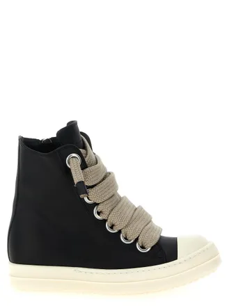 Rick Owens Black Jumbolace Leather Sneakers