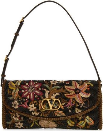 Valentino Garavani Vain Soft Embroidered Top Handle Bag in Multi Brown at Nordstrom