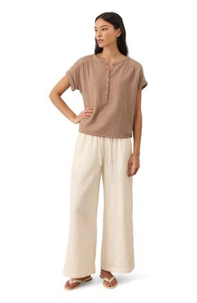 Pact Organic Cotton Coastal Double Gauze Pants in Cream at Nordstrom, Size Xx-Large
