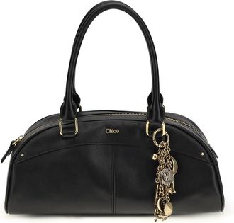 Chlo&eacute; Womens Bowling Handbag Calfskin Black Calf Leather Shoulder Bags