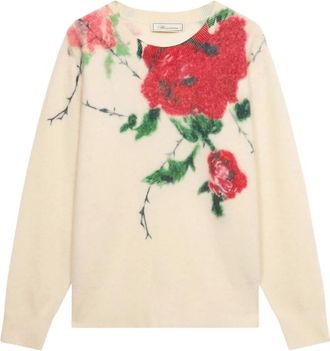 Blumarine Maglione a coste in lana e cashmere con stampa - - Knitwear - Donna - Multicolore - S
