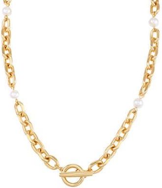 Vince Camuto Faux Pearl Station Toggle Necklace in Gold Tone at Nordstrom Rack