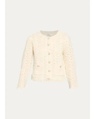 Frame Denim The Chevron Pointelle Knit Cardigan