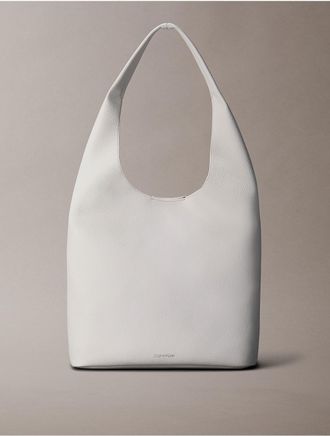 Calvin Klein Womens Pebble Grain Medium Slouchy Bag - White