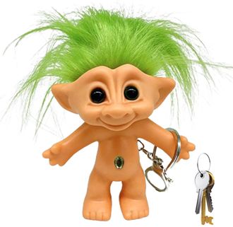 Generic Troll Doll Keychain - 80s Nostalgic Vintage Design Lucky troll Keychain | Long Hair Magic Collectible Troll Toys | 10cm Retro Style Enamel Keyring for
