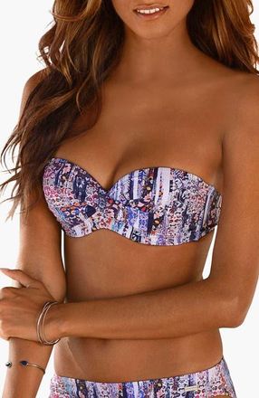 Lascana Womens Wire Bandeau Bikini Top Size 38DD in Dark Blue Multi at Nordstrom